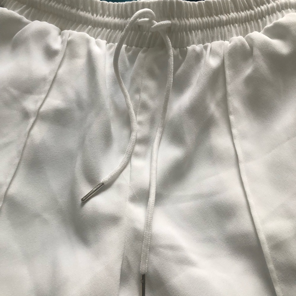 White Pull String Pants With Blue Stripe Down The… - image 3